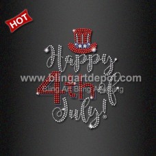 Rhinestone Iron ons Happy 4th of July for Woman Shirt